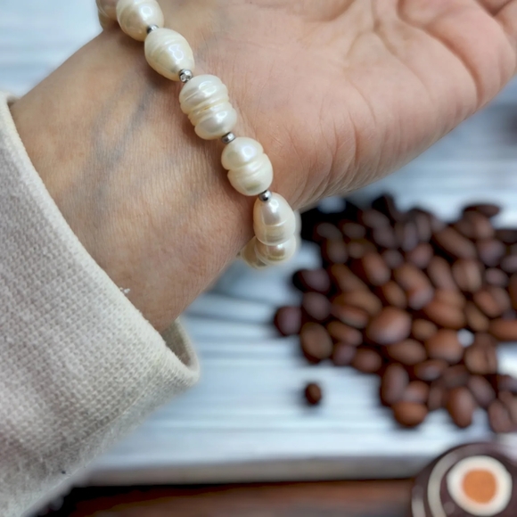 Freshwater rice Pearl charm bracelet - Picture 3 of 4